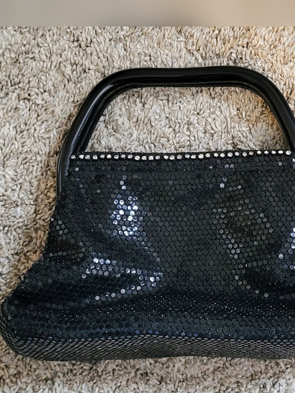 Vintage Black Beaded Top-Handle Evening Bag